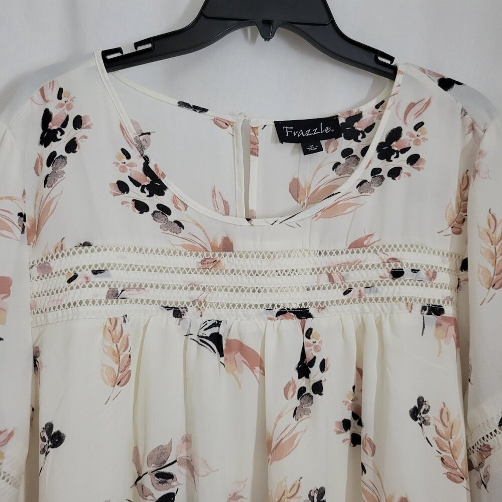 NEW Frazzle Blouse Top XL BOHO Peasant Flowy Floral Cottagecore balloon slv NWT - Picture 4 of 11